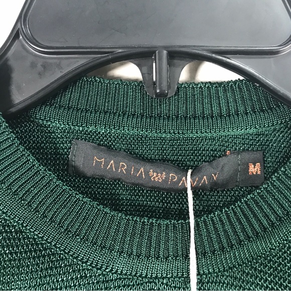 Maria Pavan Long Sleeve Ruffle Accent Blouse, Women's Size M - Dark Green - Picture 6 of 10